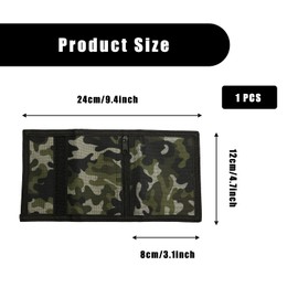 Bojueshaw RFID Camouflage Wallet,Slim Trifold Design with Magic Sticker,Mini Coin Purse with Zipper for Men,Kids Travel,Sports(Green)