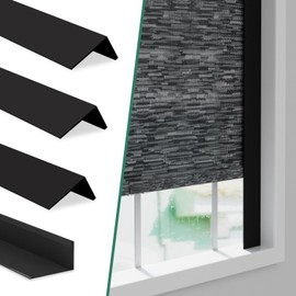 Tiras de bloqueo de luz para persianas y cortinas, 100% Bloqueador de luz de PVC con carriles laterales para persianas, Bloqueador de luz para ventanas de dormitorio (Negro, 147 cm, 4 piezas)