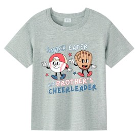 Baseball Shirts for Toddler Boys Funny Baseball Cheerleader T-Shirt Kids Summer Sports Fan Tees Outfit Clothes 2T