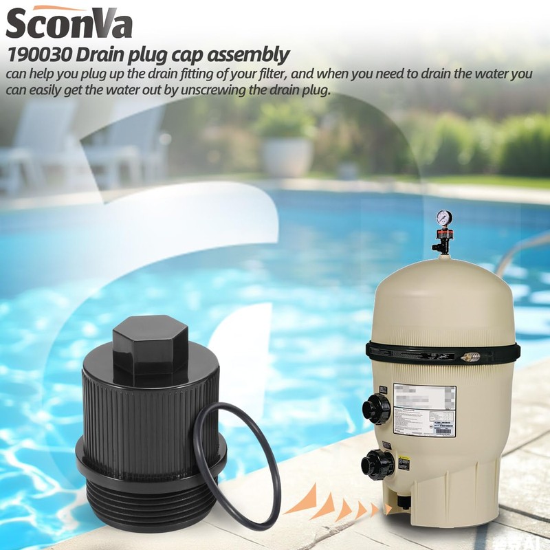 190030 Pool Filter Drain Plug Compatible with Pentair FNS Plus,