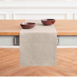 Solino Home Linen Table Runner 14 x 120 Inch – Natural Rustic Table Runner for Fall, Thanksgiving, Christmas Decor – Machine Washable and Handcrafted from 100% Pure Linen – Malta