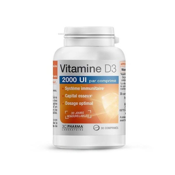 3C Pharma Vitamine D3 2000 UI 30 comprimés
