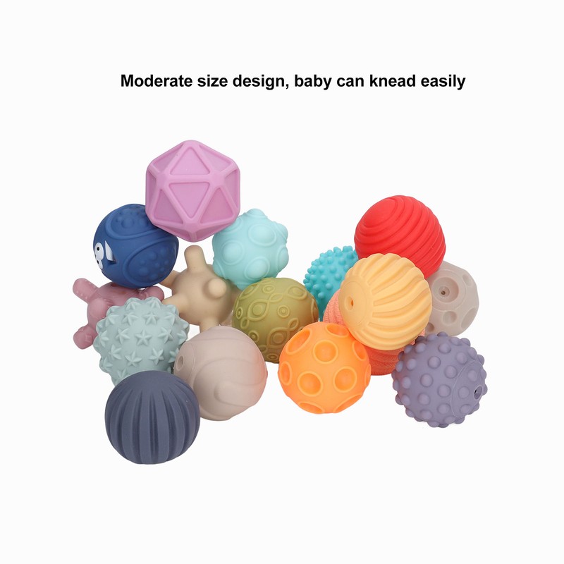 16PCS Baby Soft Textured Sensory Balls Toddlers Exploration Toys Sensory