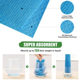 Homaxy Swedish Dishcloths for Kitchen, 6 Pack Reusable and Washable Cellulose Sponge Cloths Dish Towels, Absorbent and No Odor Paper Towels for Dishes ＆ Counters, Blue