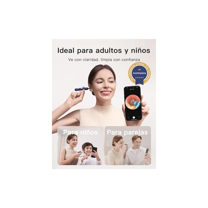 Bebird Limpiador de Oídos con Otoscopio Digital HD, Cámara Flexible,