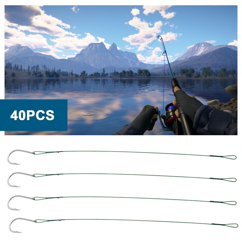 Create idea 40PCS Fishing Hooks with Barbed Hooks Length 200mm
