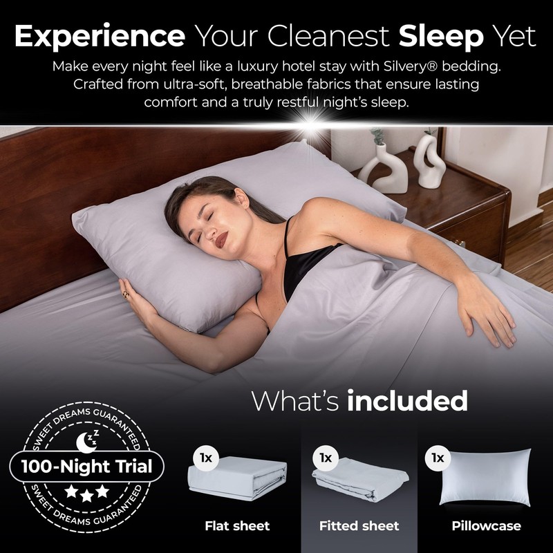 Silvery Silver Infused Bed Sheets Set - Ultra-Soft Temperature-Regulating Fabric