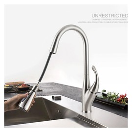 QQAMOGNNK Black Kitchen Sink Mixers One Handle Stream Sprayer Shower Head Deck Mounted Pull Out Kitchen Faucet Pull Down Hot Cold (Color : Black)