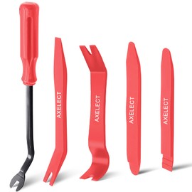 AXELECT 5 Pack Auto Trim Removal Tool Kit, Car Panel Door Window Tools Kit,Auto Clip Fastener Remover Pry Tool Set(Red)