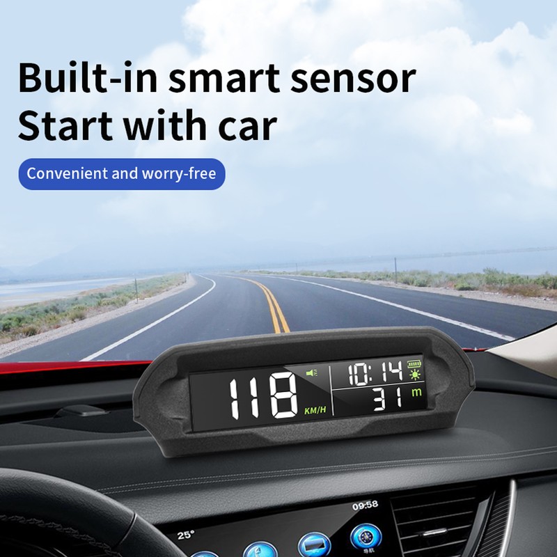 Smart HUD Display Digital Solar Charged Displays Time Temp Over