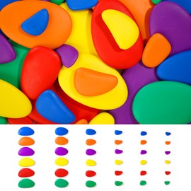 GAMIFUN 36 Pieces Rainbow Stacking Stones, Preschool Kindergarten Toys Accessories, Sorting and Stacking Stones for Math Manipulatives Educational (Bright Rainbow)