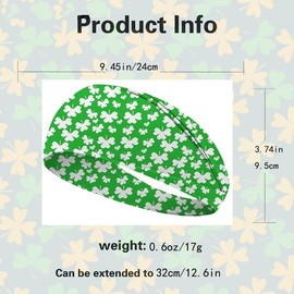 BBTDIN St.Patrick's Headband Women Shamrock Hairband Girls St.Patrick's Day Clover Headwarp JHSP60 (B2)