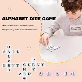 HCDIM 26 Pcs Creative Game English Letter Dice Set DIY Happy Word Vocabulary Dice for Party Travel Games The Crossword Solitaire Camping Games for Family Game and Education for Adults and Family