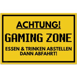 Gaming Room Decoration Sign (30 x 20 cm) - Gaming Decoration Sign Gaming Zone as Room Decoration Teenager and Gamer