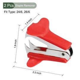 YOKIVE 2 Pcs Staple Remover, Mini Puller Steel Jaw | Staples Removal Great for Office Home Desktop (Red)