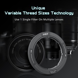 H&Y Step-Up Rings Adapter Variable Step Up Ring Lens Filter Adapter Rings Stepping Up Ring 52-72mm to 77mm Dark Grey, RevoRing Series