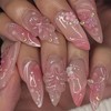 YOSOMMK Pink Cute Acrylic Press on Nails Almond Shaped Medium