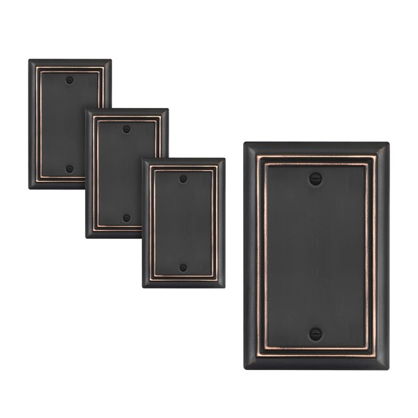 DEWENWILS 4-Pack Blank Wallplates, Aged Bronze Outlet Cover, Metal