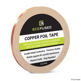 Premium Adhesive Copper Foil Tape - Double-Sided Conductive - 0.25 inch (6.3 mm) - EMI and RF Shielding, Paper Circuits, Electrical Repairs, Grounding, Arts and Crafts, Home Interior, Slug Repellent