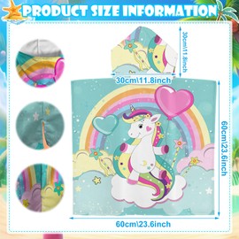 KERANEET Bath Poncho Children's Unicorn Bath Poncho Baby Poncho Towel Children 60 x 60 cm Beach Towel Children Unicorn Towel with Hood for Beach Swimming Pool Girls Boys