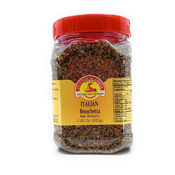 Italian Bruschetta Seasoning Spice Mix, A blend of Italian grown herbs and Spices, Product of Calabria, 200g, TuttoCalabria