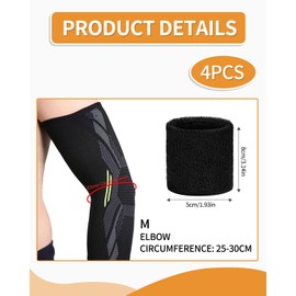 MYGLOAR Set of 4 Elbow Wraps for Men and Women, Wrist Brace, Golfer Arm Tennis Elbow Brace, Weightlifting, Basketball and Other Elbow Sports Wraps