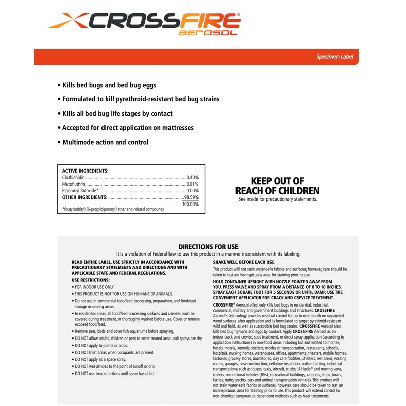 MGK Crossfire Insecticide Aerosol, 17oz, ODORLESS BED BUG SPRAY, MGK