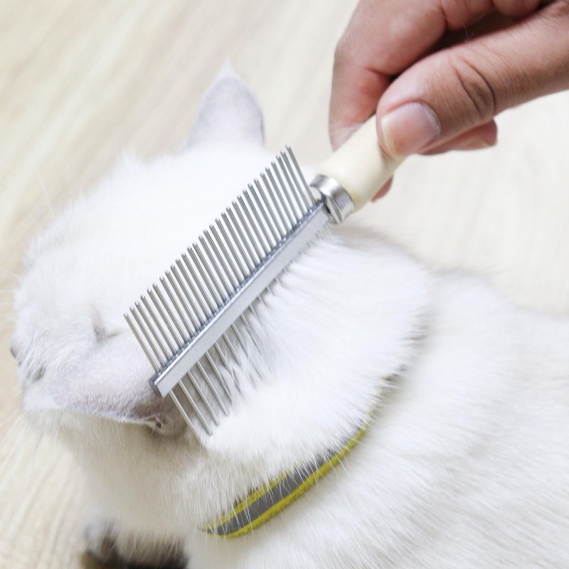 MultiValue 2-in-1 Flea Comb for Dogs Cats, Stainless Steel Cat