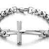 COOLSTEELANDBEYOND Mens Womens Stainless Steel Horizontal Sideway Lateral Cross Link