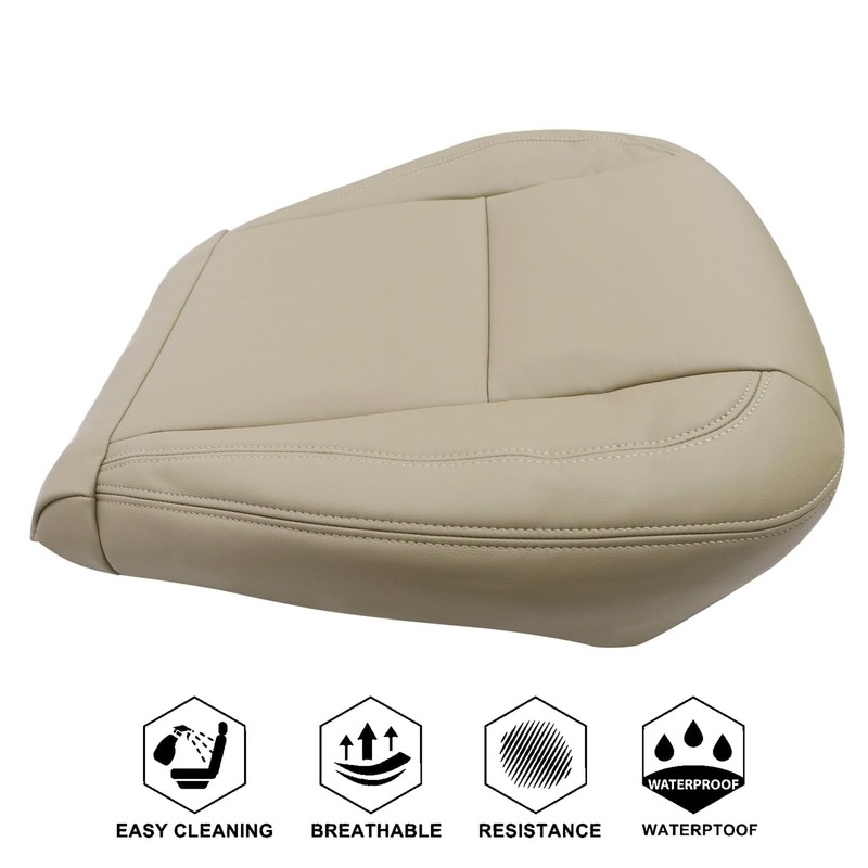 NLQR Front Driver Bottom Replacement Seat Cover Ivory Microfiber Leather