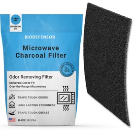 Biodefensor Microwave Charcoal Filter Replacement - Universal Cut-to-Fit for Over the Range Hoods by Frigidaire, Whirlpool, Ge, Lg, Maytag & Kitchenaid - Eliminates Grease, Odors, Smoke & Fumes