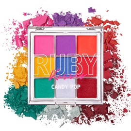 Ruby Kisses Eyeshadow Palette Highly Pigmented Eye Makeup 9 Shades Matte Shimmer Metallic Eyeshadow Palette, Festival Eye Makeup (Candy Pop)