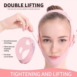 Habodd Chin Strap for Sleeping Face Lift Reusable V Line Mask Chin Strap for Double Chin Facial Shaping Belt Jawline Shaper Face Tightener Jaw Exerciser Face Lifting Anti Sagging Pink
