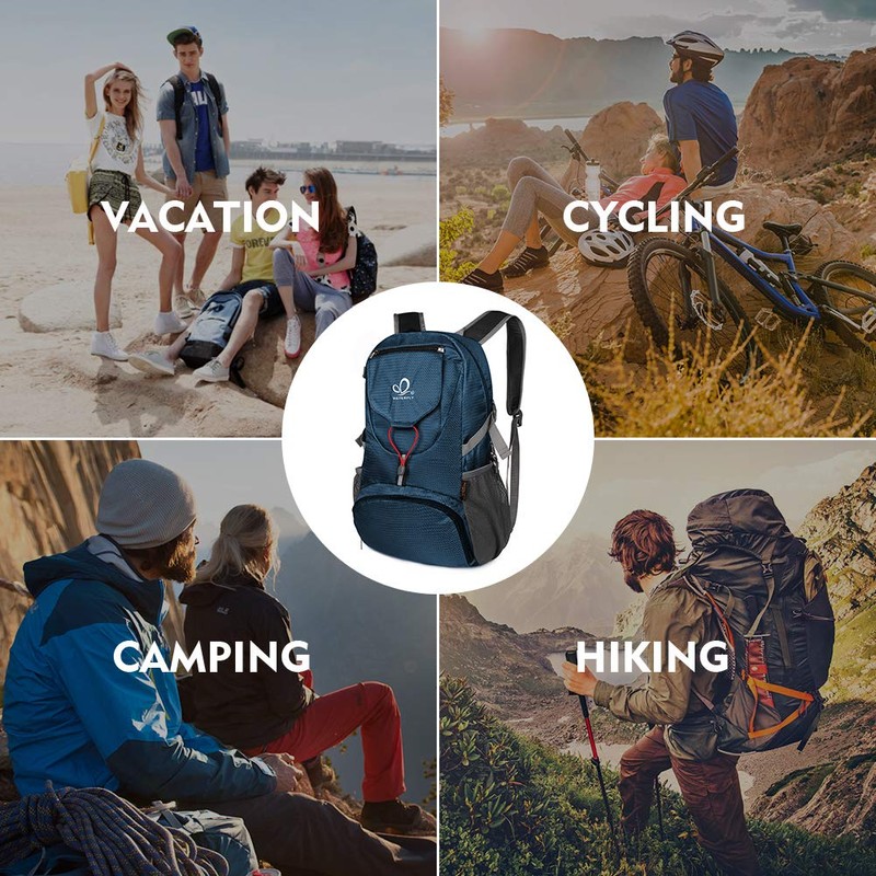 WATERFLY Foldable Travel Backpack Lightweight 20L Hiking Daypack for Outdoor