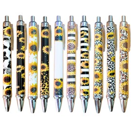 10PC Sunflower Pens Sunflowers Pen for Women Teacher Appreciation Gifts Work Office Desk Classroom Decor Supplies Stationary Set Accessories Party Favors Theme for Writing Journal Planning Notepad