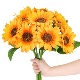 iuqiepo 10 Pcs Artificial Sunflowers, Sunflowers Artificial Flowers Suitable for Home Decoration, Wedding Decoration, Party Decoration, Fake Sunflowers (without vase)