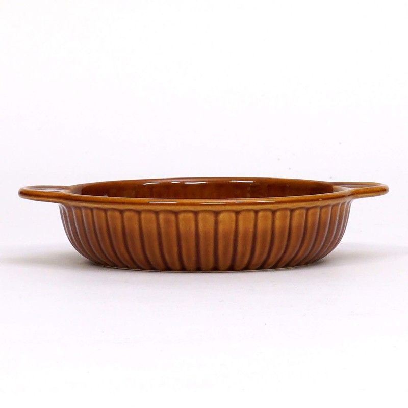 Maruyoshitouki Pottery M4782 Gratin Plate, Standing Round Brown, L
