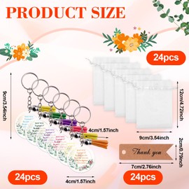 72 Pcs Employee Appreciation Gifts Thank You Keychain Gifts for Colleagues Includes 24 Pcs Acrylic Clear Inspirational Keyring 24 Pcs Thank You Cards 24 Pcs Organza Bags for Staff Teacher Women Men