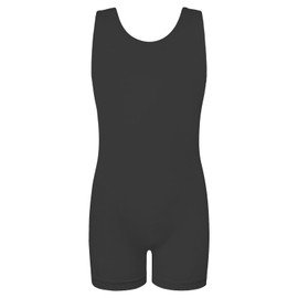 Nymphperi Girls Leotards for Gymnastics 7-8 Years Old One Piece Solid Black Sleeveless Unitard with Shorts