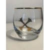 Unmarked Bumbu Rum Cocktail Glasses Gold Crossbones Lowball Rocks glasses