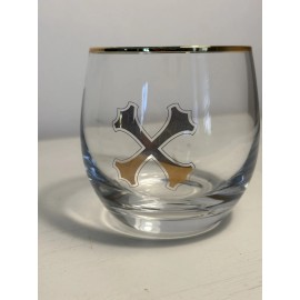 Unmarked Bumbu Rum Cocktail Glasses Gold Crossbones Lowball Rocks glasses