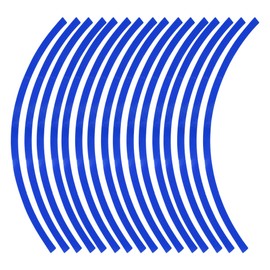 Partuto 16 Pcs Wheel Rim Stickers Arc-Shape Car Wheel Rim Tapes Decoration Stickers for 17"-19" Rim Blue PET