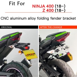 HRuizq Motorcycle Aluminum License Plate Bracket License Plate Holder compatible with NINJA400('18-'24), Z400('18-'24), with LED License Plate Light (Black+Silver)