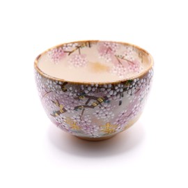 Matcha Rice Bowl, Matcha Bowl, Kenzan, Togetsukyo Bridge, Cherry Blossom Scenery by Aki Morishita