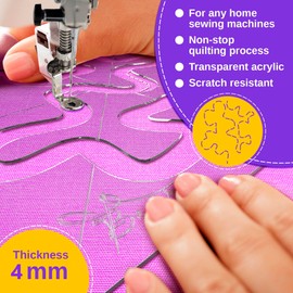 Free-Motion Quilting Templates – 4mm Acrylic Meander Ruler for Domestic & Industrial Sewing Machines – Beginner Stencil for Easy Quilt Designs