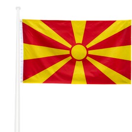 KliKIl North Macedonia Flag 90 x 150 cm - Macedonian Flag Fan Item Weatherproof Macedonian National Flag with Brass Eyelets Bright Colours and UV-Resistant for Outdoor Use Macedonia