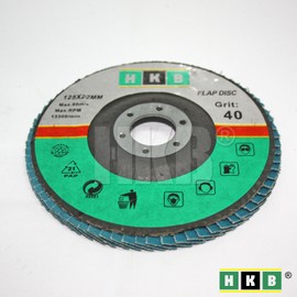 HKB ® Pack of 10 Flap Discs Grain 40, Grinding Disc, Abrasive Mop, 125 x 22 mm, Blue, Zircon, for Stainless Steel, Metal, Inox, for Flex and Angle Grinders, Manufacturer HKB, Item No. 50095