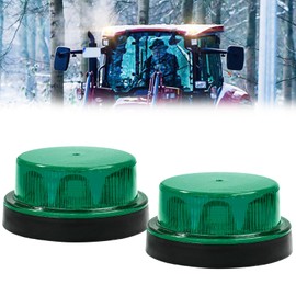 Ygmylandbb LED Strobe Warning Light, Green Flashing Strobe Beacon Light, 12V 24V Mini Round Roof Top Strobe Beacon Light for Forklift Vehicle Truck Golf Cart Tractor Automobile, Set of 2