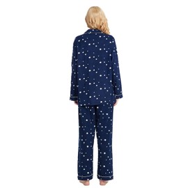 GLOBAL Women's Flannel Pajamas Set 100% Cotton PJs for Women Long Sleeve Button Drawstring Waist Warm Loungewear Sleepwear-M