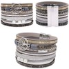 Chamqueen Magnetic Buckle Leather Braided Bracelet Boho Wrap Bangle for